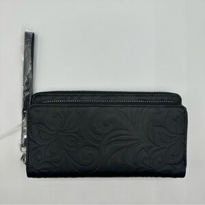 Happy Wahine Wristlet Wallet Allison Tiare Infinity Embossed Black NWOT RFID